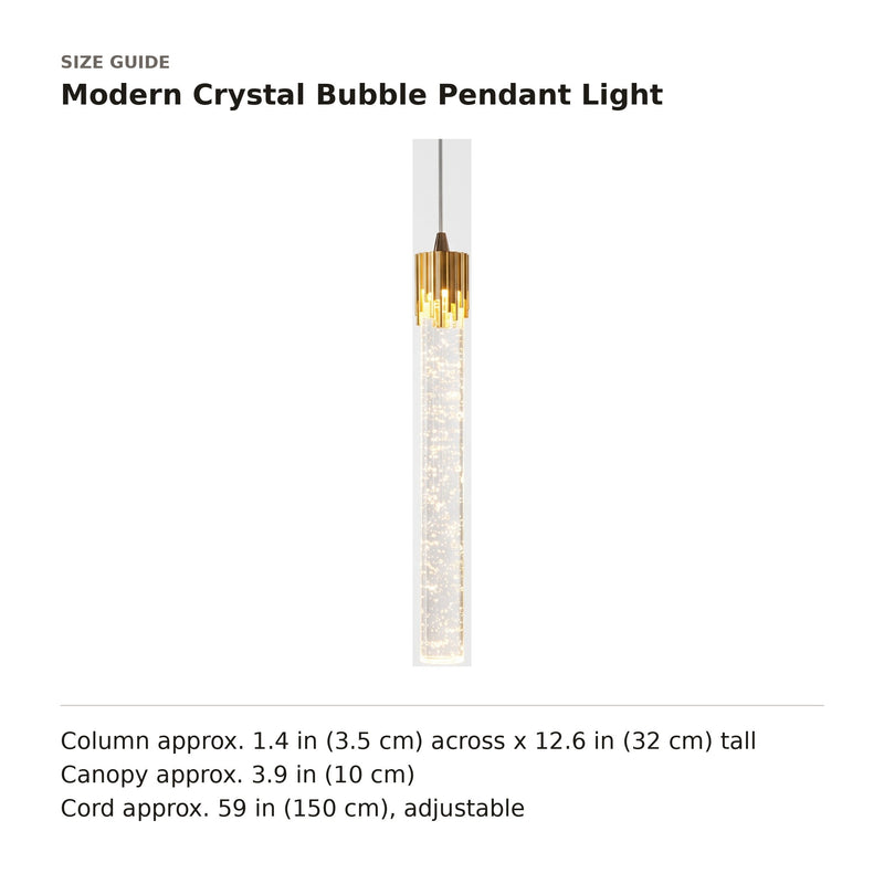 Modern Crystal Bubble Pendant Light size guide with dimensions