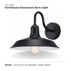 Farmhouse Gooseneck Barn Light size guide with dimensions
