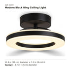 Modern Black Ring Ceiling Light size guide with dimensions