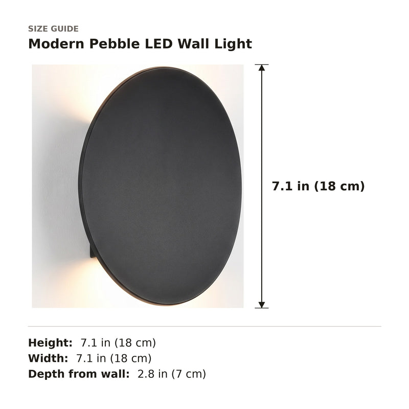 Modern Pebble LED Wall Light size guide with dimensions