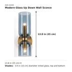 Modern Glass Up Down Wall Sconce size guide with dimensions