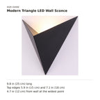 Modern Triangle LED Wall Sconce size guide with dimensions