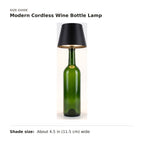 Modern Cordless Wine Bottle Lamp size guide with dimensions