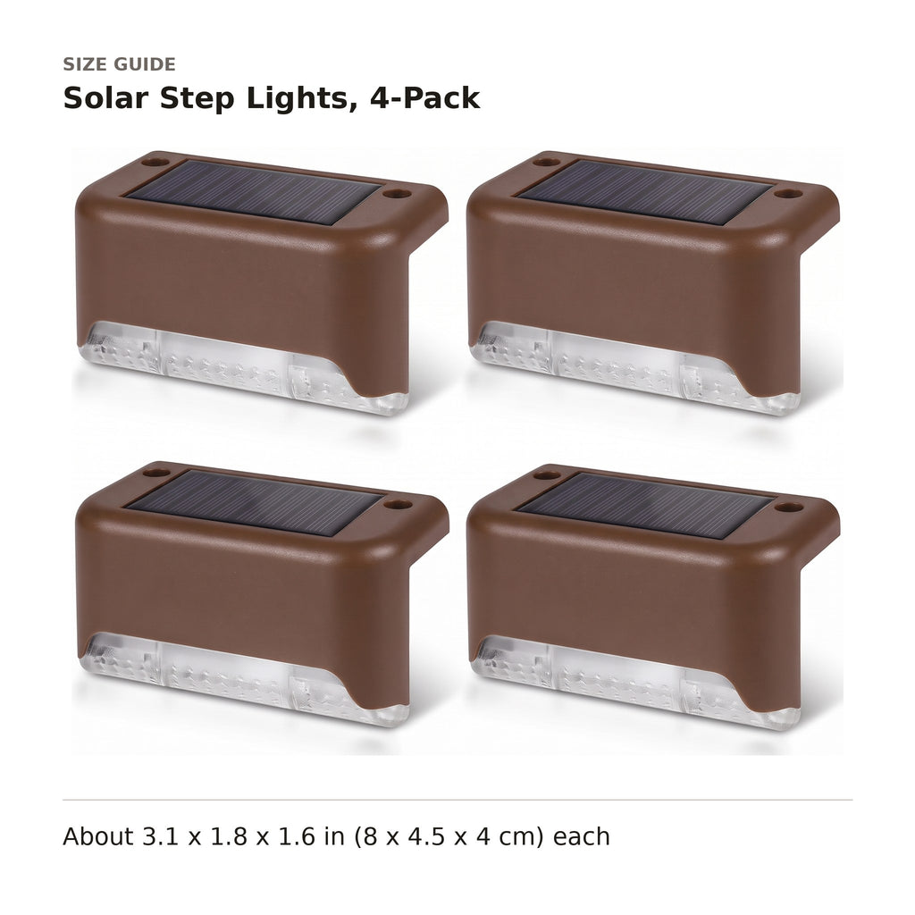 Solar Step Lights, 4-Pack size guide with dimensions