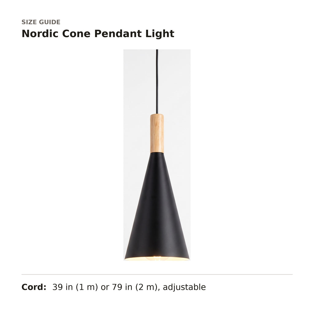 Nordic Cone Pendant Light size guide with dimensions