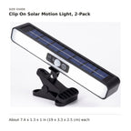 Clip On Solar Motion Light, 2-Pack size guide with dimensions