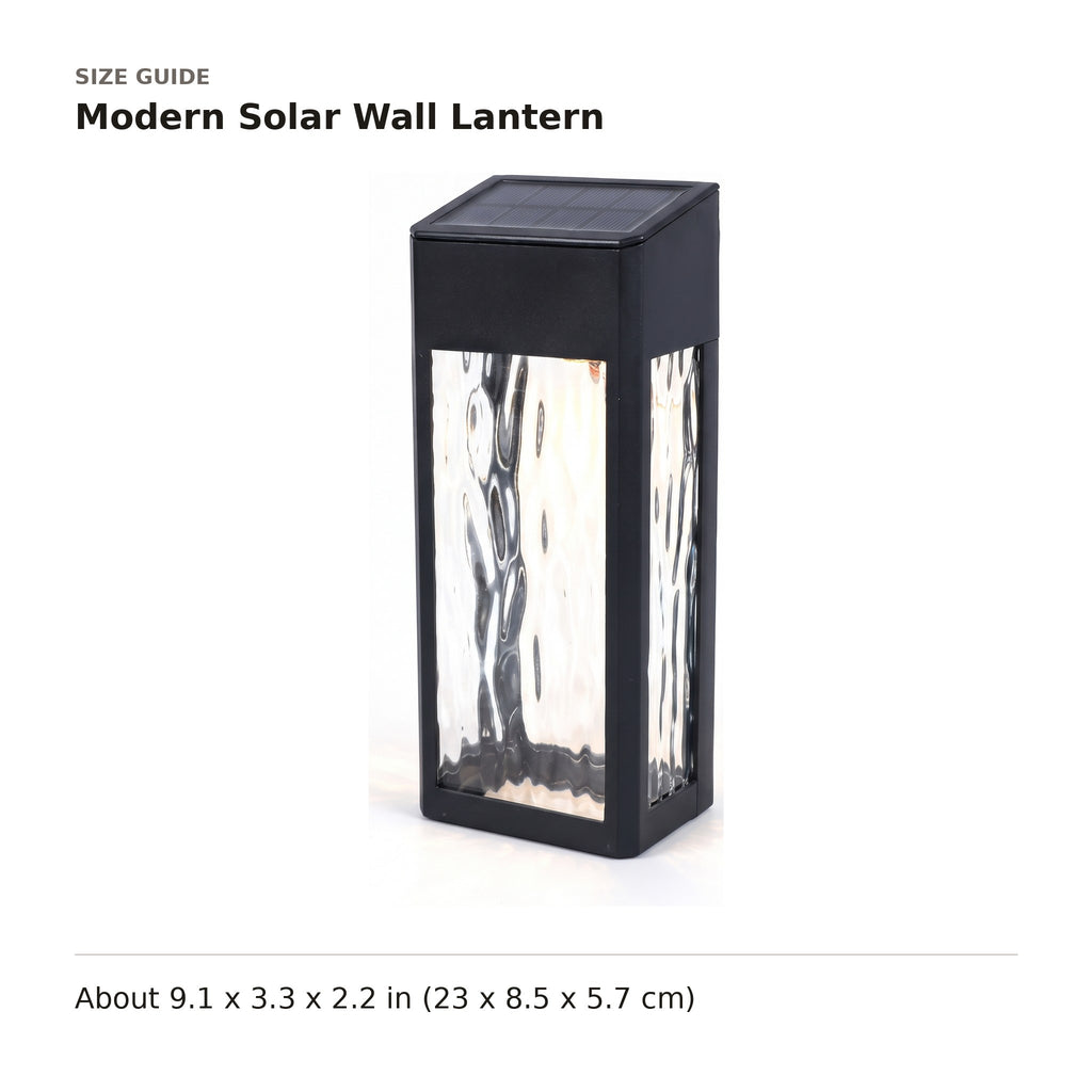 Modern Solar Wall Lantern size guide with dimensions