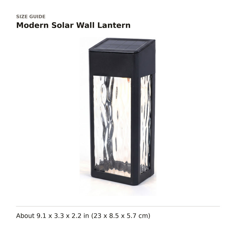 Modern Solar Wall Lantern size guide with dimensions