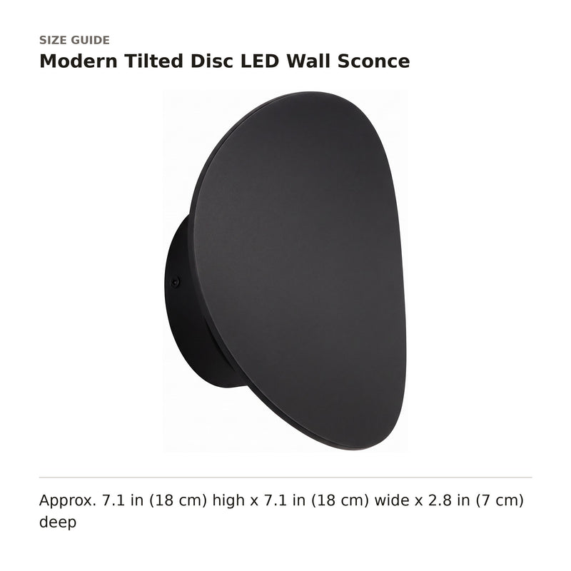 Modern Tilted Disc LED Wall Sconce size guide with dimensions