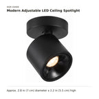 Modern Adjustable LED Ceiling Spotlight size guide with dimensions