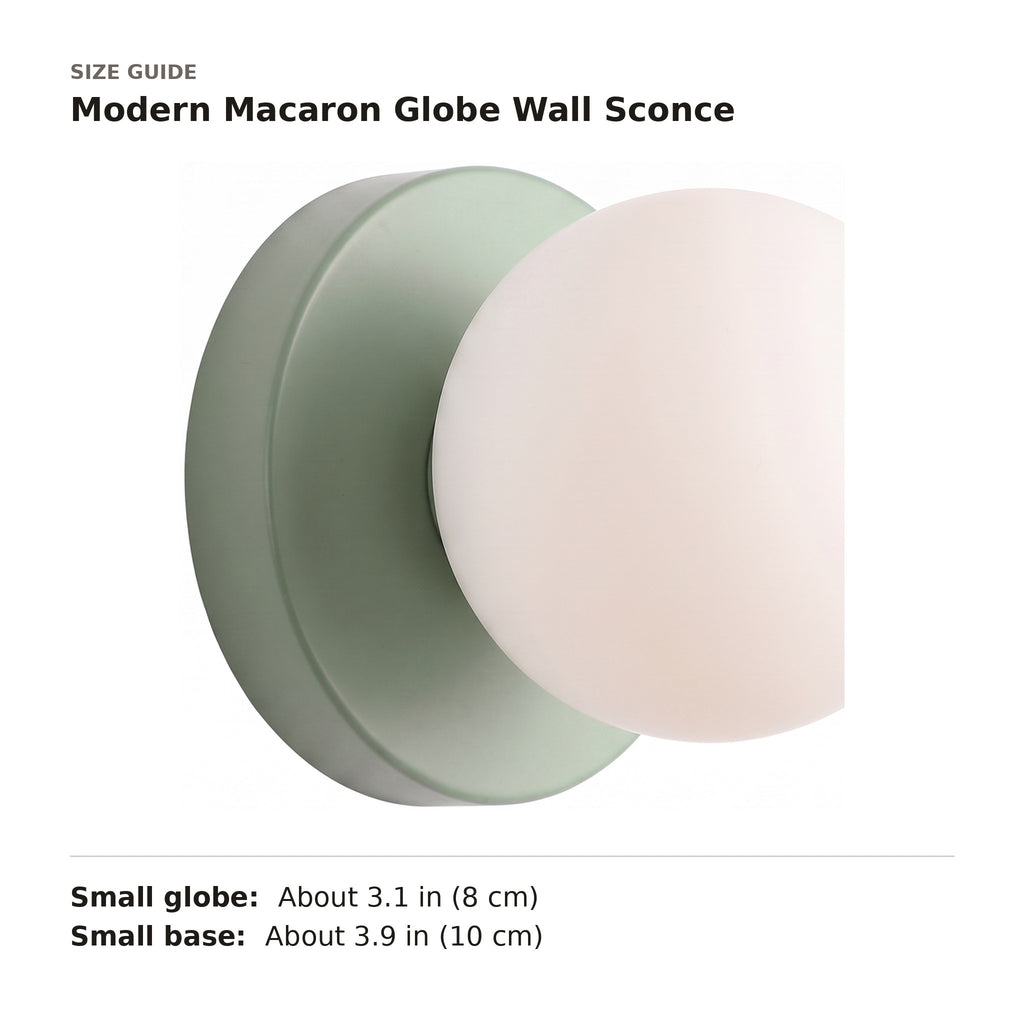 Modern Macaron Globe Wall Sconce size guide with dimensions