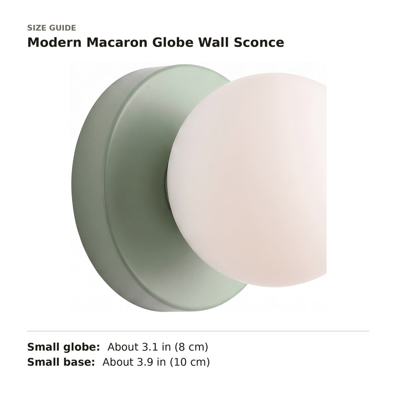 Modern Macaron Globe Wall Sconce size guide with dimensions