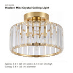 Modern Mini Crystal Ceiling Light size guide with dimensions