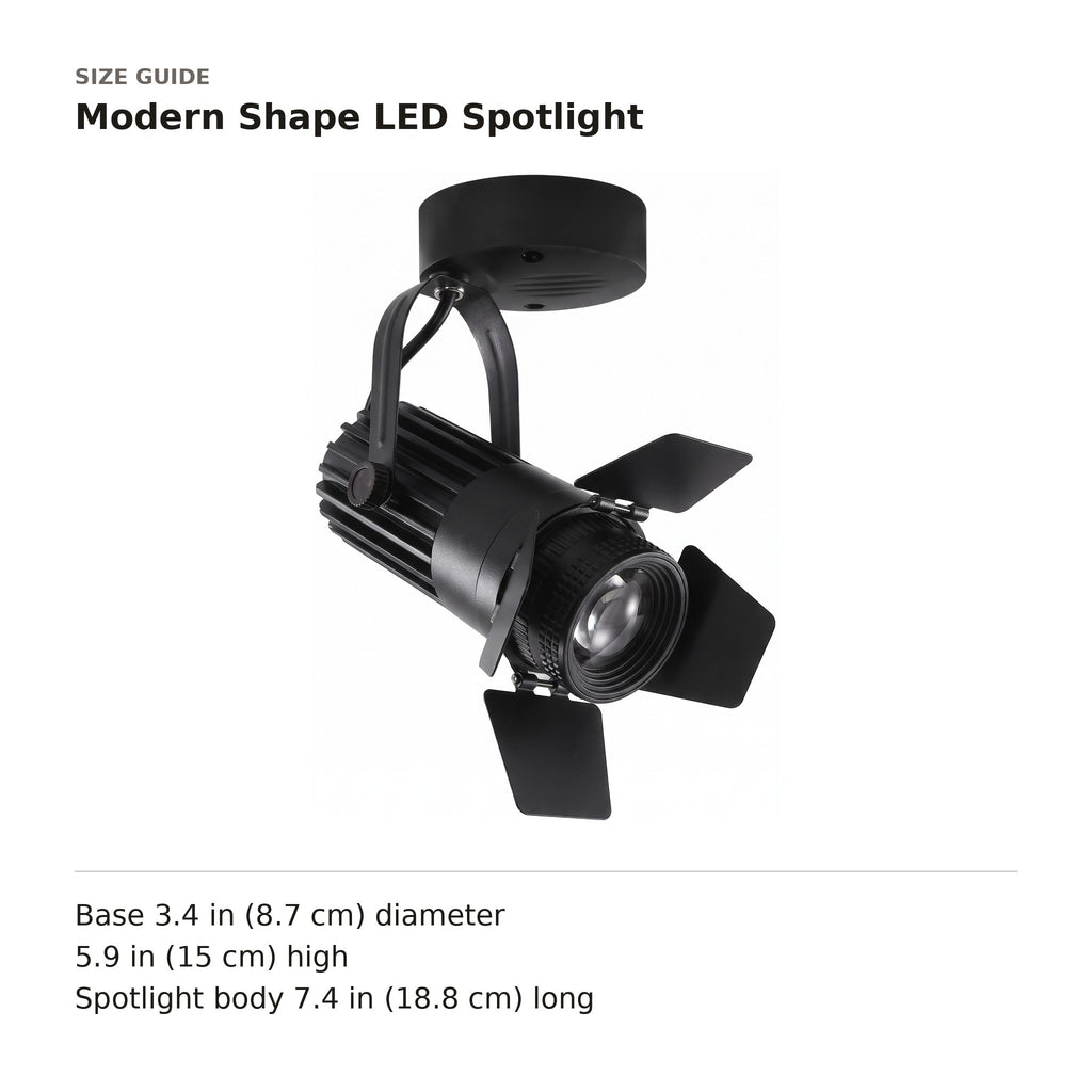 Modern Shape LED Spotlight size guide with dimensions