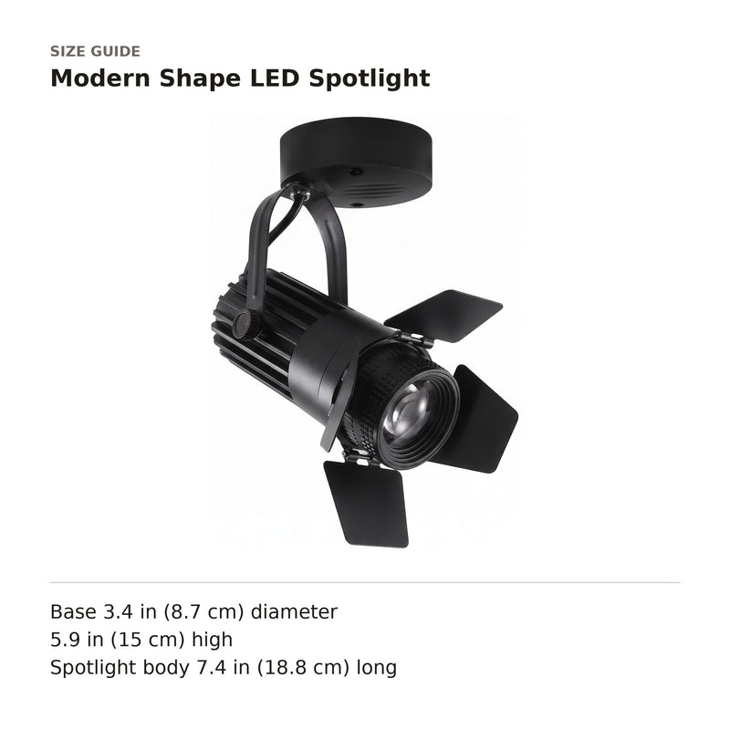 Modern Shape LED Spotlight size guide with dimensions