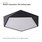 Modern Geometric LED Ceiling Light size guide with dimensions