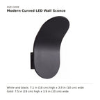 Modern Curved LED Wall Sconce size guide with dimensions