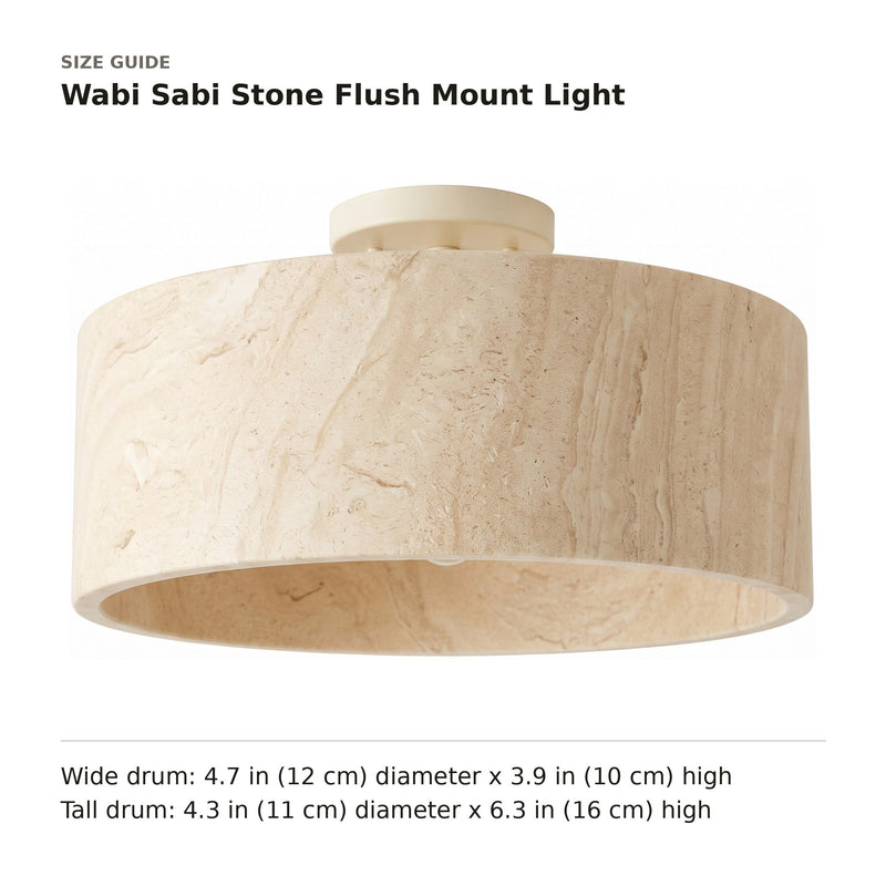 Wabi Sabi Stone Flush Mount Light size guide with dimensions
