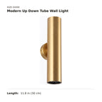 Modern Up Down Tube Wall Light size guide with dimensions