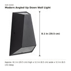 Modern Angled Up Down Wall Light size guide with dimensions
