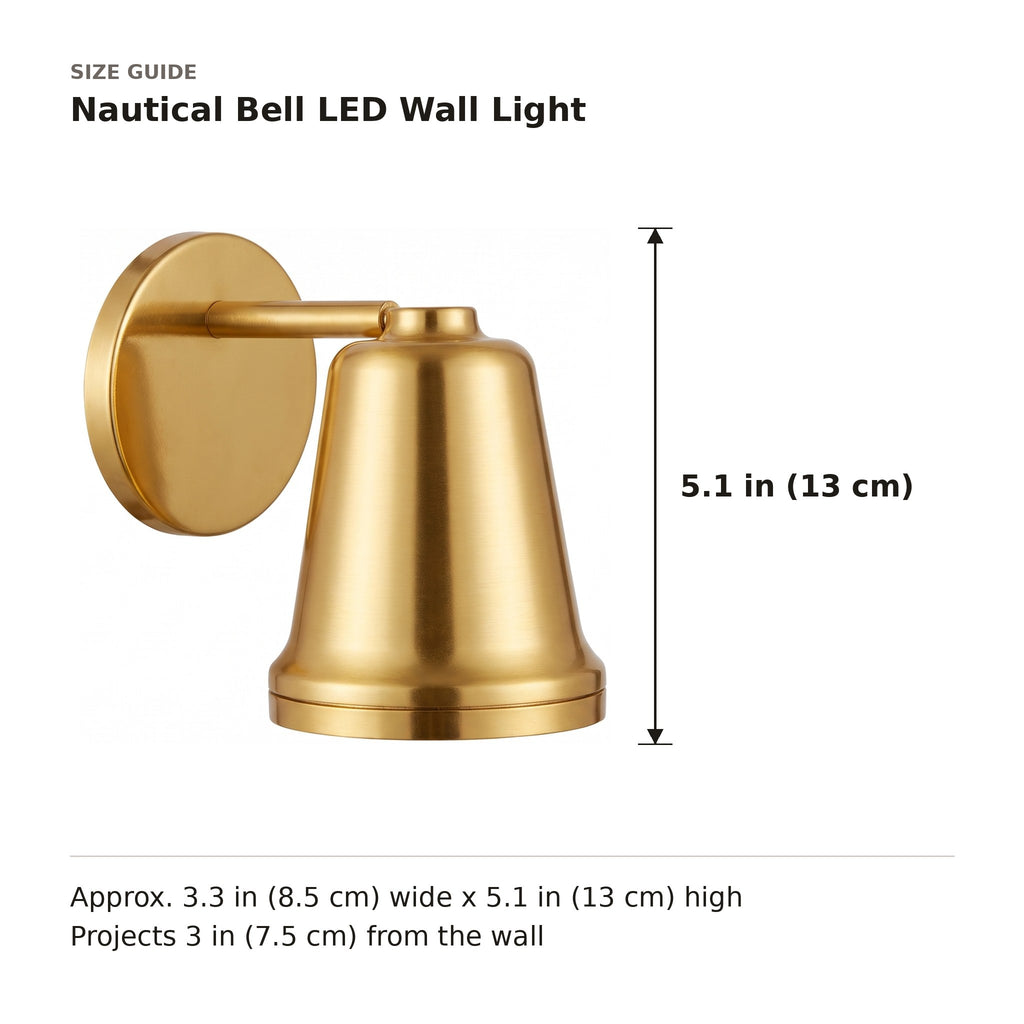 Nautical Bell LED Wall Light size guide with dimensions