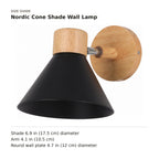 Nordic Cone Shade Wall Lamp size guide with dimensions
