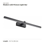 Modern LED Picture Light Bar size guide with dimensions