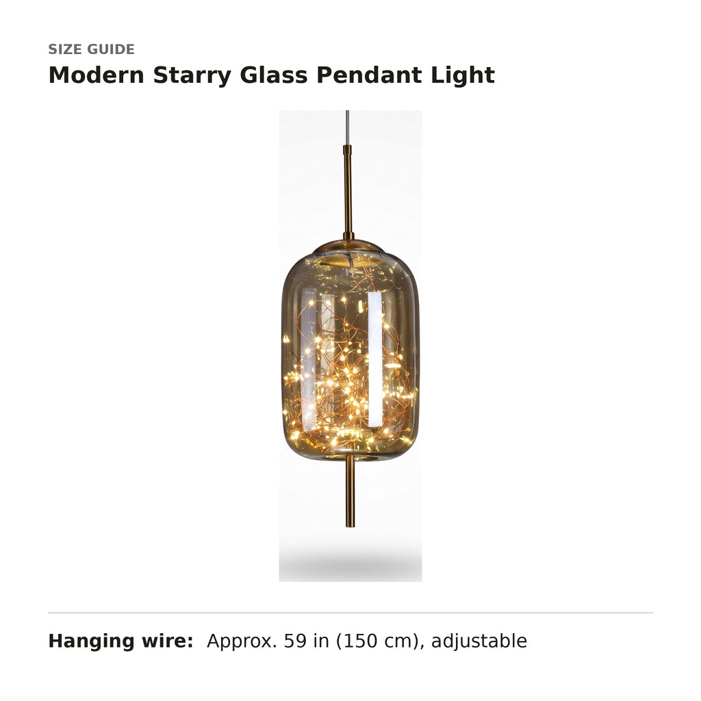 Modern Starry Glass Pendant Light size guide with dimensions