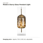 Modern Starry Glass Pendant Light size guide with dimensions