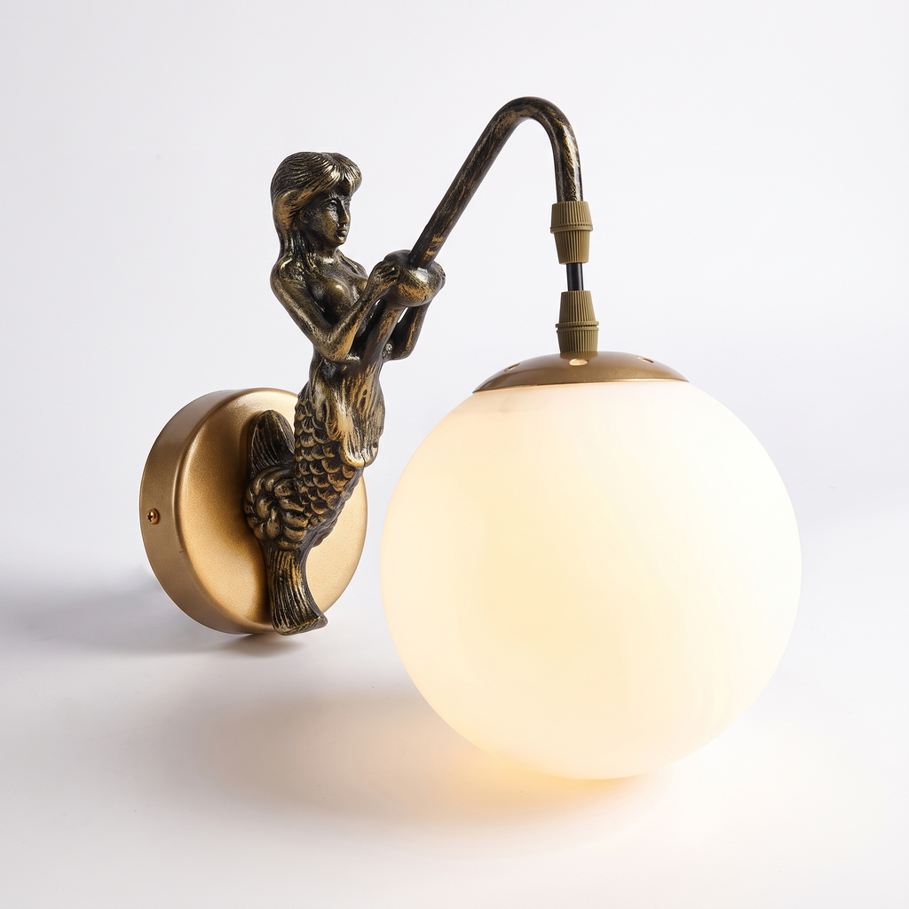 Vintage wall sconce - Vintage Mermaid Wall Sconce on white background